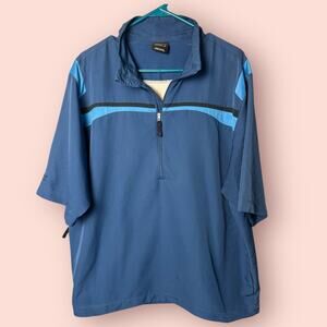 Nike Golf Short Sleeve Jacket Zip Quarter Zip Pull Over Blue Size Large
